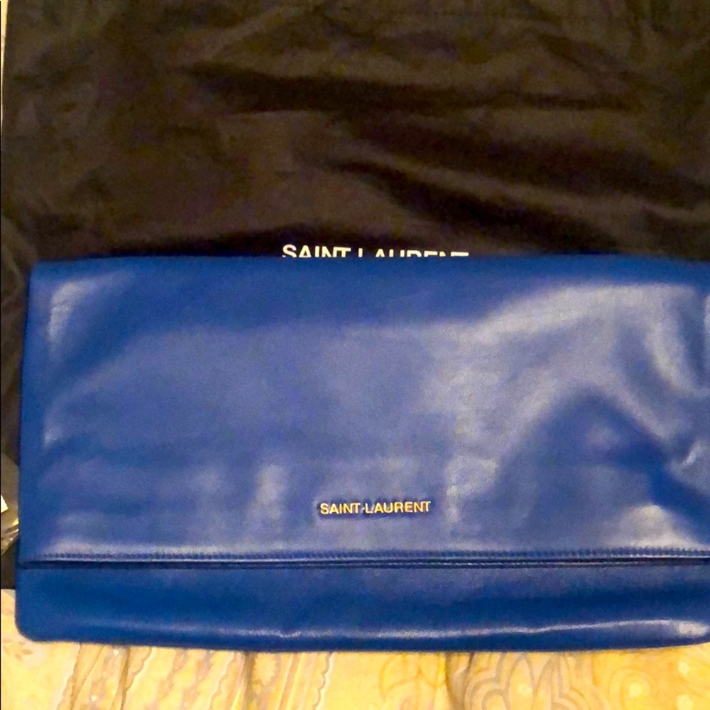 Gorgeous rich blue Saint Laurent clutch